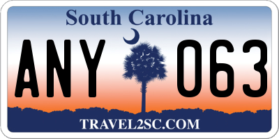 SC license plate ANY063