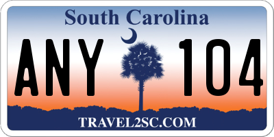 SC license plate ANY104