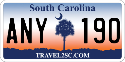 SC license plate ANY190