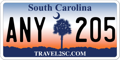 SC license plate ANY205