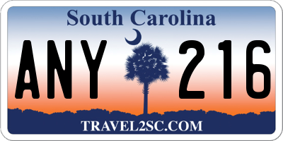 SC license plate ANY216