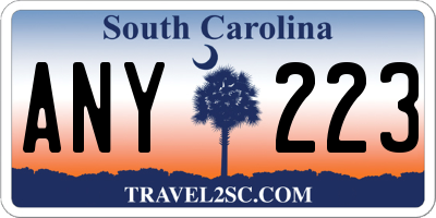SC license plate ANY223