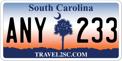 SC license plate ANY233
