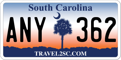 SC license plate ANY362