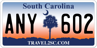 SC license plate ANY602