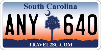 SC license plate ANY640