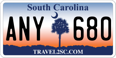 SC license plate ANY680
