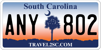 SC license plate ANY802