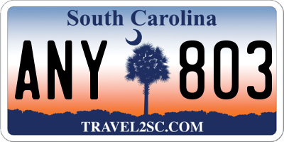SC license plate ANY803