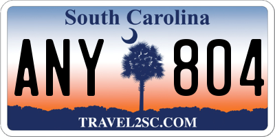SC license plate ANY804