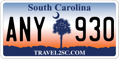 SC license plate ANY930