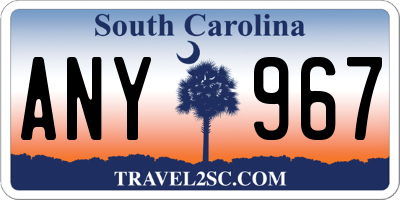 SC license plate ANY967