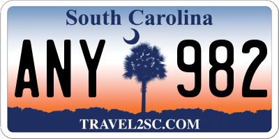 SC license plate ANY982