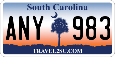 SC license plate ANY983