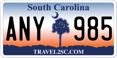 SC license plate ANY985