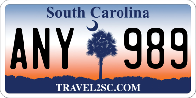 SC license plate ANY989