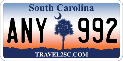 SC license plate ANY992