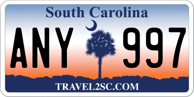SC license plate ANY997