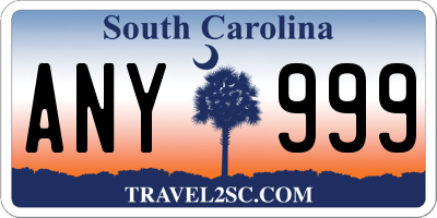 SC license plate ANY999