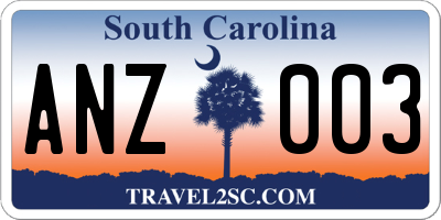 SC license plate ANZ003
