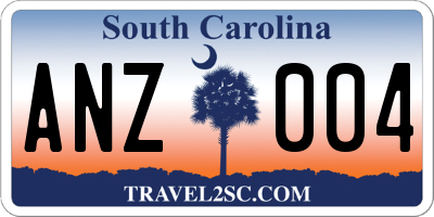 SC license plate ANZ004