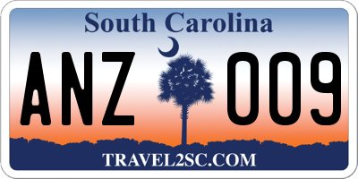 SC license plate ANZ009