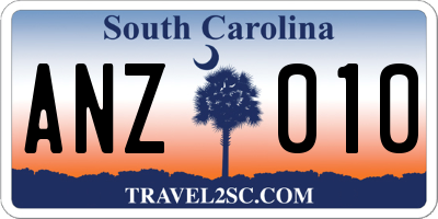 SC license plate ANZ010