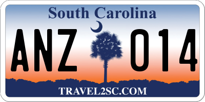 SC license plate ANZ014
