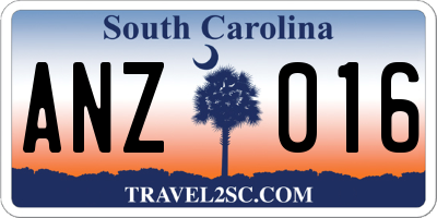 SC license plate ANZ016