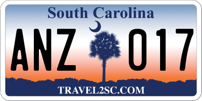 SC license plate ANZ017