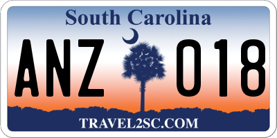 SC license plate ANZ018