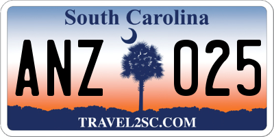 SC license plate ANZ025
