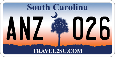 SC license plate ANZ026