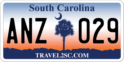 SC license plate ANZ029