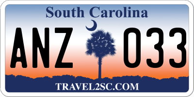 SC license plate ANZ033