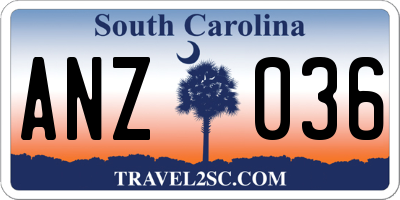 SC license plate ANZ036