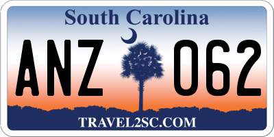 SC license plate ANZ062