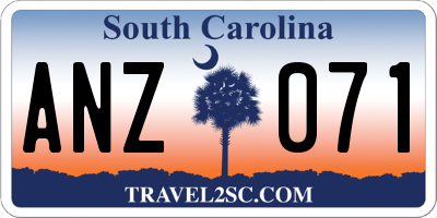 SC license plate ANZ071