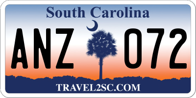 SC license plate ANZ072