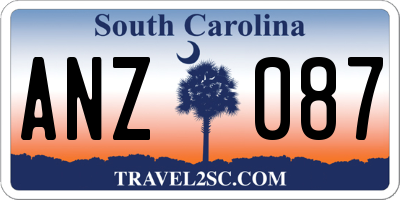 SC license plate ANZ087