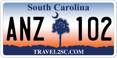 SC license plate ANZ102