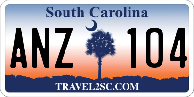 SC license plate ANZ104
