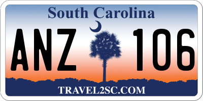 SC license plate ANZ106