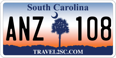 SC license plate ANZ108