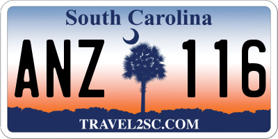 SC license plate ANZ116