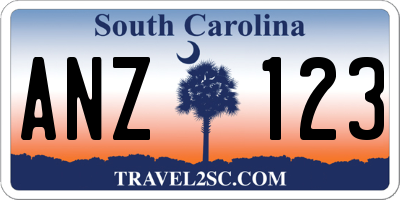 SC license plate ANZ123