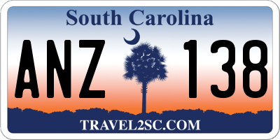 SC license plate ANZ138