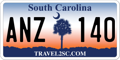 SC license plate ANZ140