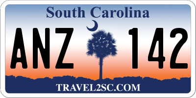 SC license plate ANZ142