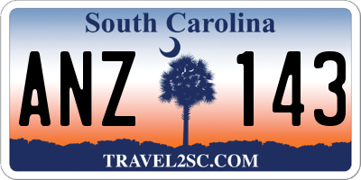 SC license plate ANZ143
